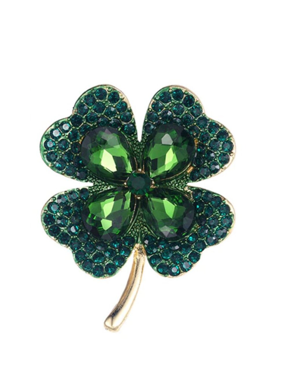 NWT Emerald Green Four Leaf Clover Brooch Pin – Lucky Crystal Charm
